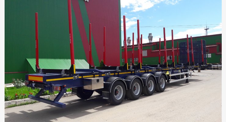 Полуприцеп-сортиментовоз STEELBEAR PF-41L — задняя часть и осевая группа