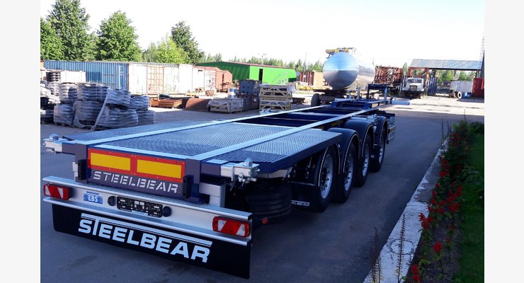 Полуприцеп-контейнеровоз STEELBEAR PF-41N-7 — задний боковой вид
